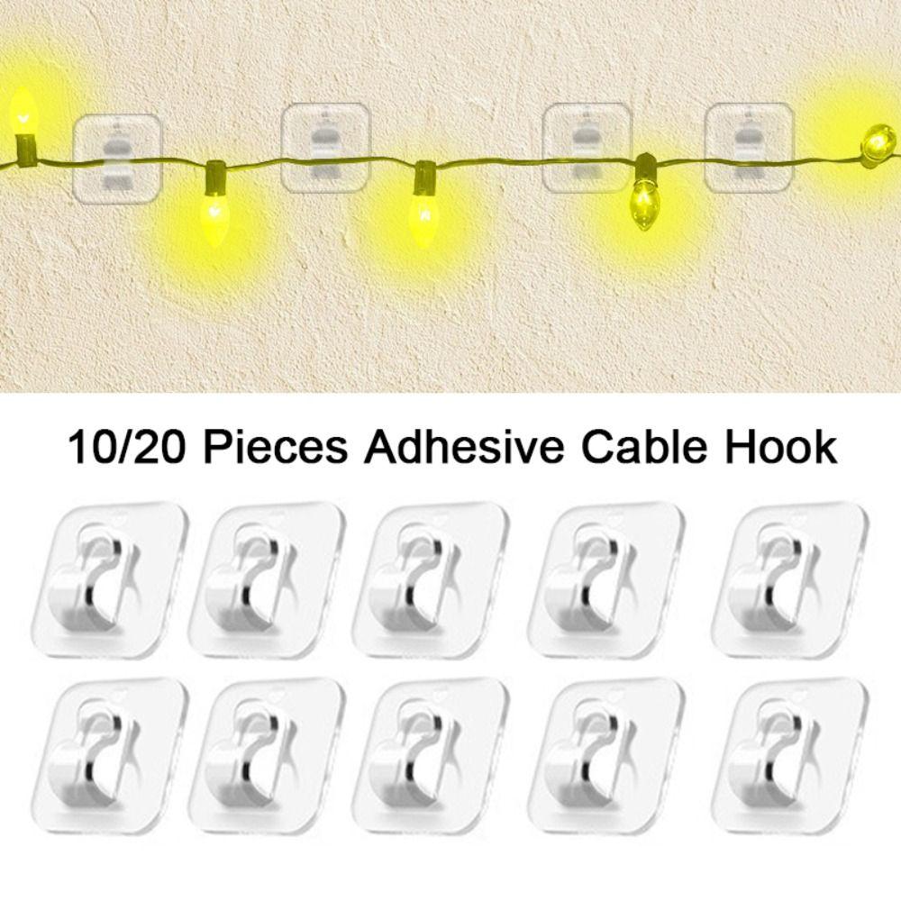 Homeowners Transparent Cable Management Clips Strong Clear Self Adhesive Hooks Mini Lighting Hooks Wall Hang
