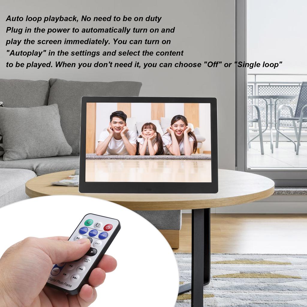 Digital Photo Frame Album 13 Inch HD Digital Picture Frame 1280x800 Resolution MP3 MP4 Image DisplayUS Plug