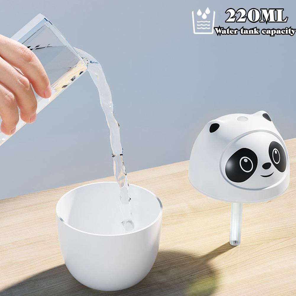 Portable Cute Panda USB Humidifier Aroma Diffuser Night Light Cool Mist Plant Purifier for Household Desktop Travel