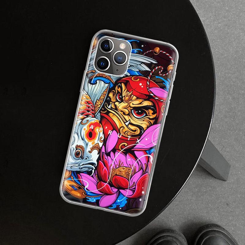

Японский чехол-обложка Daruma для iPhone 11 12 13 Mini 14 15 Plus 16 Pro Max 17 Air 7 8 + SE Арт Индивидуальный Fundas 11 12 13 M iPhone 13 Pro Max