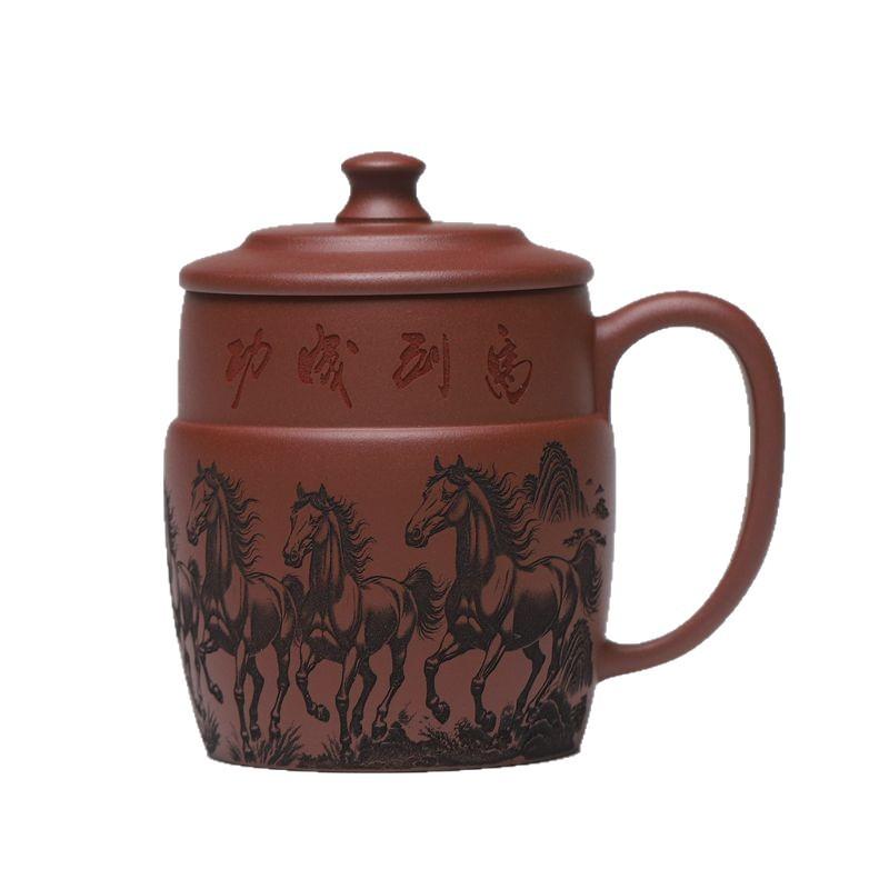 

330ml Yixing Purple Clay Horses Coffee Mug Beer Cup Afternoon Tea Mug Household Personal Office Water Cup Drinkware Collection As Your Choose