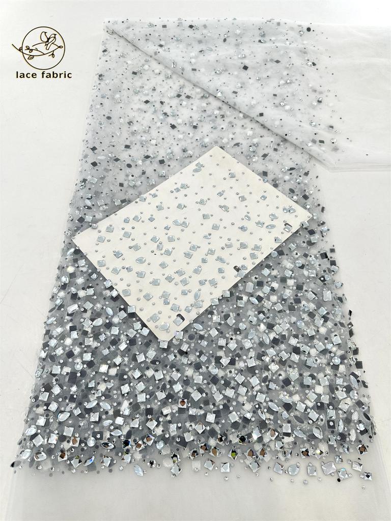 African Heavy Stones Lace Fabric 2025 High Quality for Women Nigerian French Stones Tulle Lace Fabric Wedding Party Dress Sewing