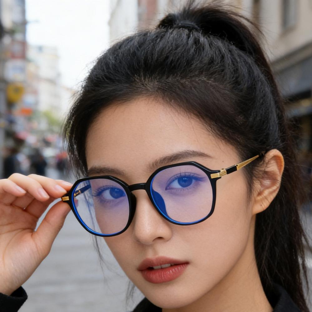 Vintage Polygonal Blue Light Blocking Glasses Women Men Fashion Geometric Computer Eyeglasses Metal Frame Anti Blue Light Glass