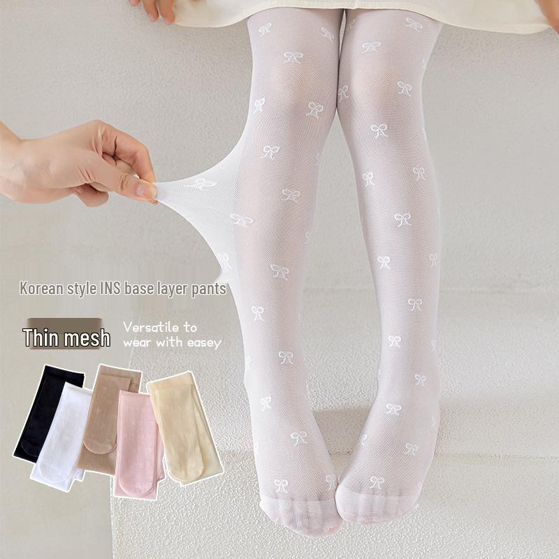 Sommer-Tanzstrumpfhosen für Mädchen: Socken mit Schleife & Ananas-Prints - Weiße Basis-Strumpfhose