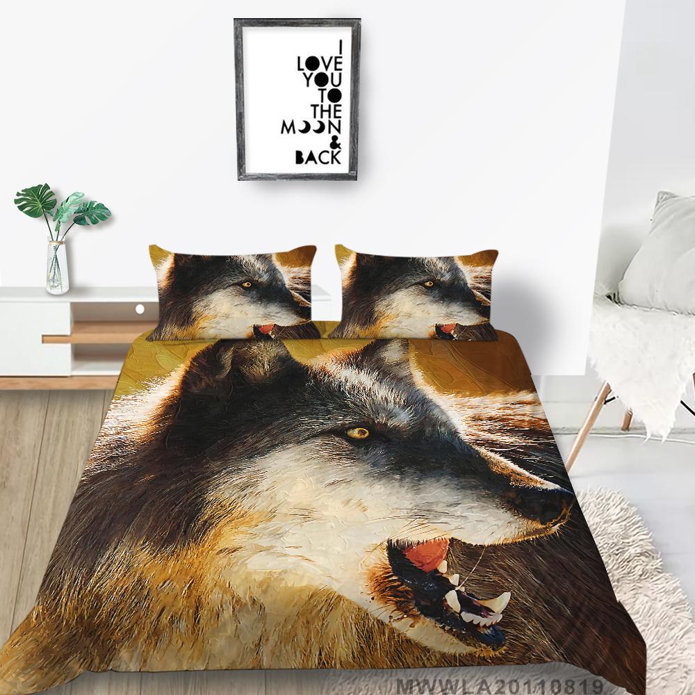 

3D Волк Печатный Домашний Постельный Комплект Уникальный Дизайн Пододеяльник Комплект Постельных Принадлежностей для Мальчика и Мужчины Double 200x200cm