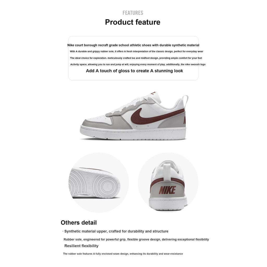 Nike Court Borough Recraft GS Light Iron Ore Dark Pony Kids Sneakers Grey White FZ1024-100