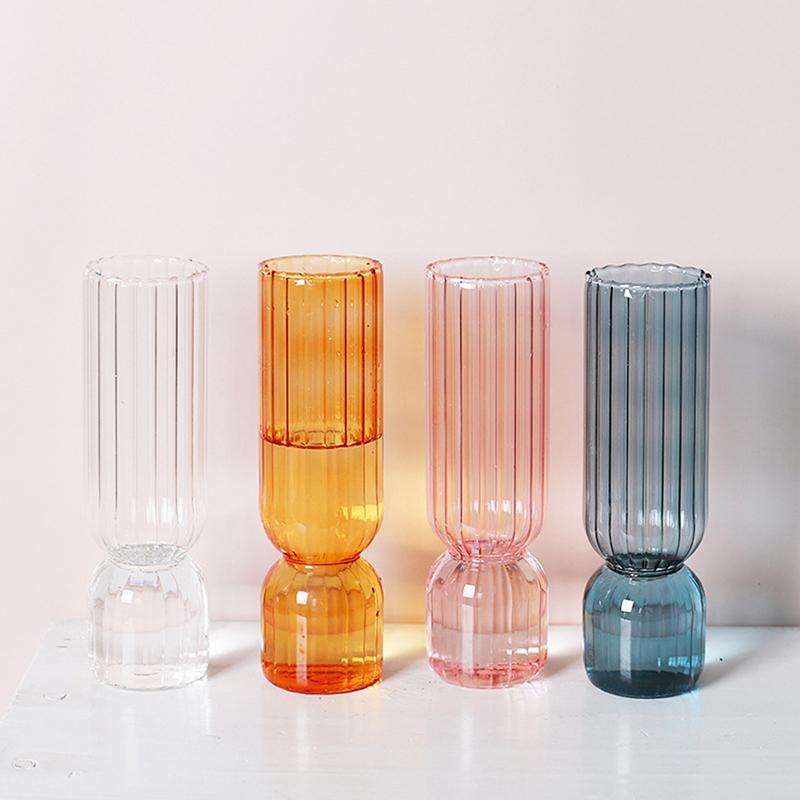 Nordic Glass Vase Small Glass Vases Flower Arrangement Home Decoration Accessories Modern Living Room Glass Ornament