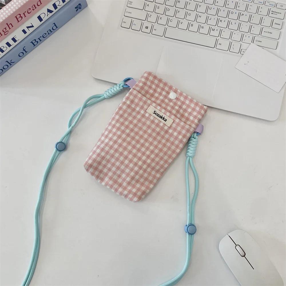 New Grid Phone Bag Miscellaneous Storage Bags Walking Key Card Bag Coin Purse Girls Shoulder Bag Crossbody Bags Phone Pouch