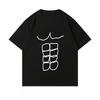 2026Stripped Abdominal Muscle Limited Edition Design Trendy Print Shortsleeved Tshirt for Summer Sports and Fitness Loose Fit