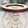 Decorative Wooden Candle Tray 3Pcs Christmas Holder Detachable Tealight Stand with Hollow Natural Wood Carving Crafts Carved Snowman/Bell/Candle