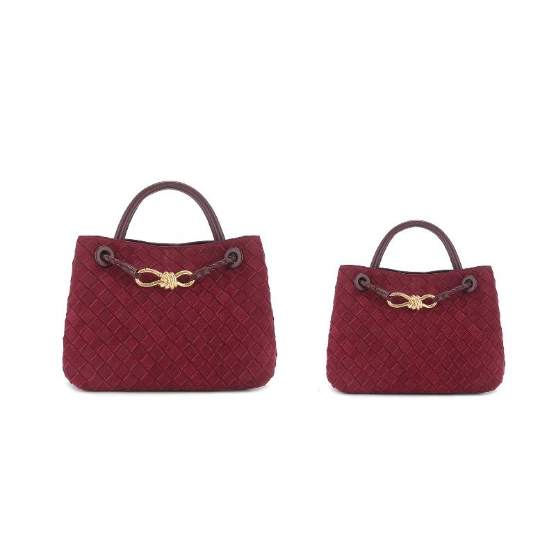 Suede Woven Bag, Hand Bag, Women's Bow Metal Buckle, Large Capacity Commuter Shoulder Messenger Tote Bag