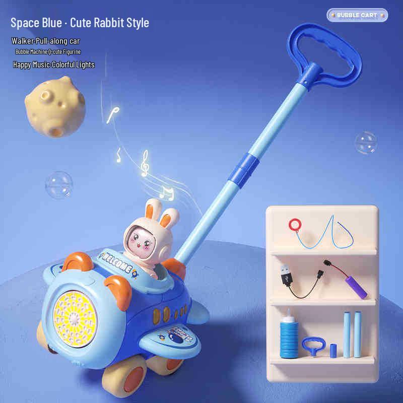 Electric Bubble Blowing Airplane Walker for Kids with Sound & Light Effects
