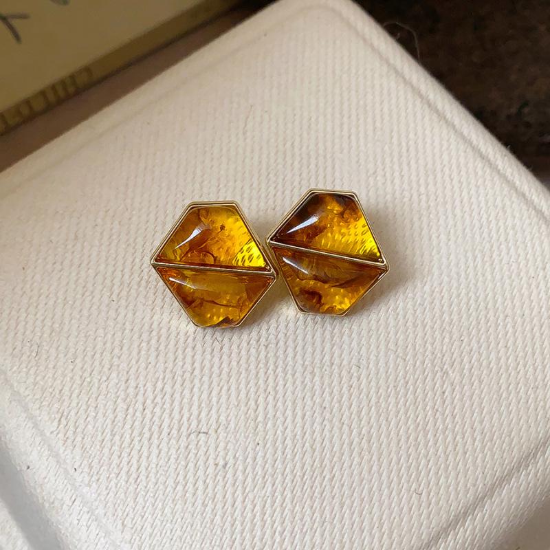 Geometric Leopard Print Heart Flower Stud Earrings - Retro & Versatile Luxury for Women