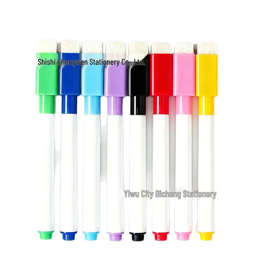 8-Color Magnetic Erasable Whiteboard Markers with Brush Head - Dust-Free for Kids, Office, or Teaching