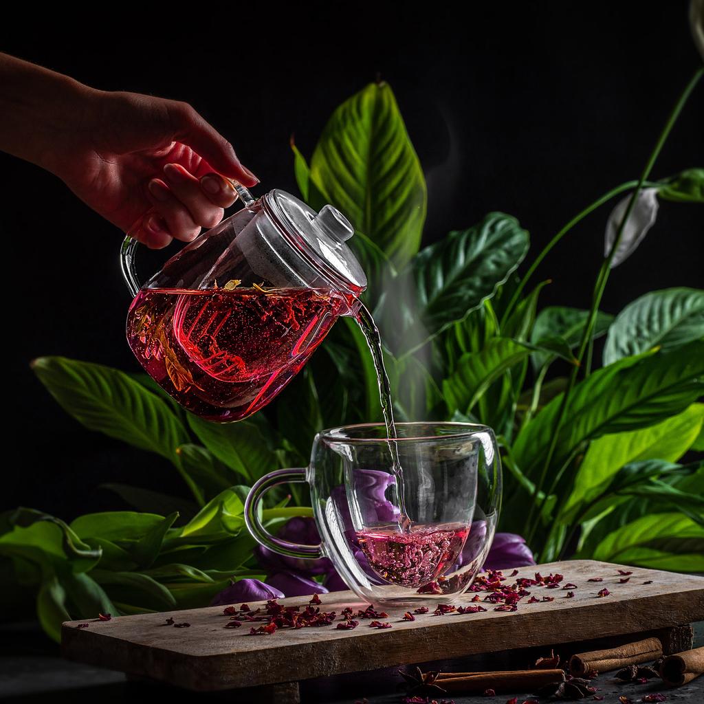 KADAX Glaskanne für Tee 600ml Kräuteraufguss Einsatz mit Aufguss