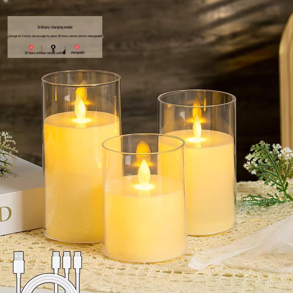 Acrylic LED Candle Light with Swaying Flame and Cup