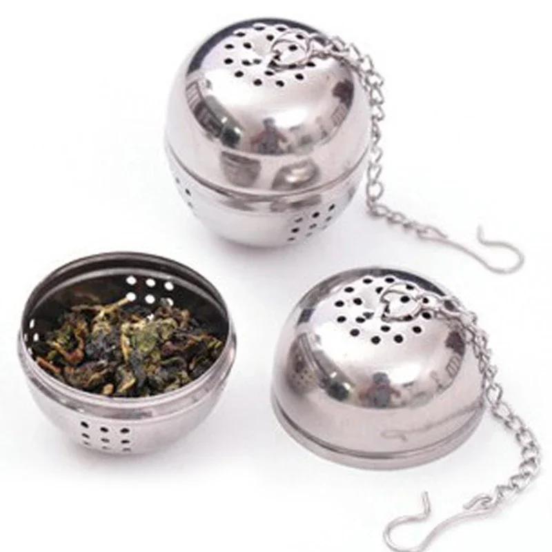 Ball Shape Mesh Filter Strainer With Hook And Rope Chain For Loose Tea Leaf And Spice, Home Kitchen Tool, Stainless Steel