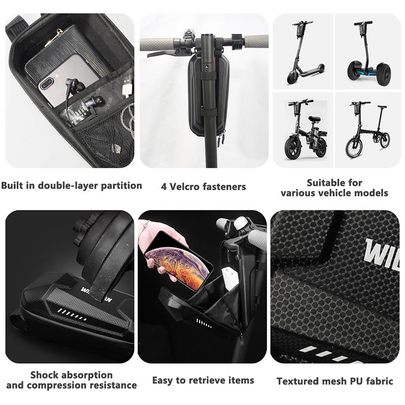 Folding Bike Bag Balance Bike Electric Scooter Handlebar Bag Eva Hard Shell Waterproof Large Capacity