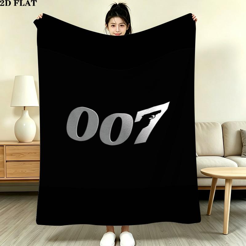 Flanelová deka s potiskem 007, Vysoce kvalitní, Pohodlná pro všechna roční období, Domácí dekorace, Teplo a pohodlí, Perfektní pro vánoční dárky