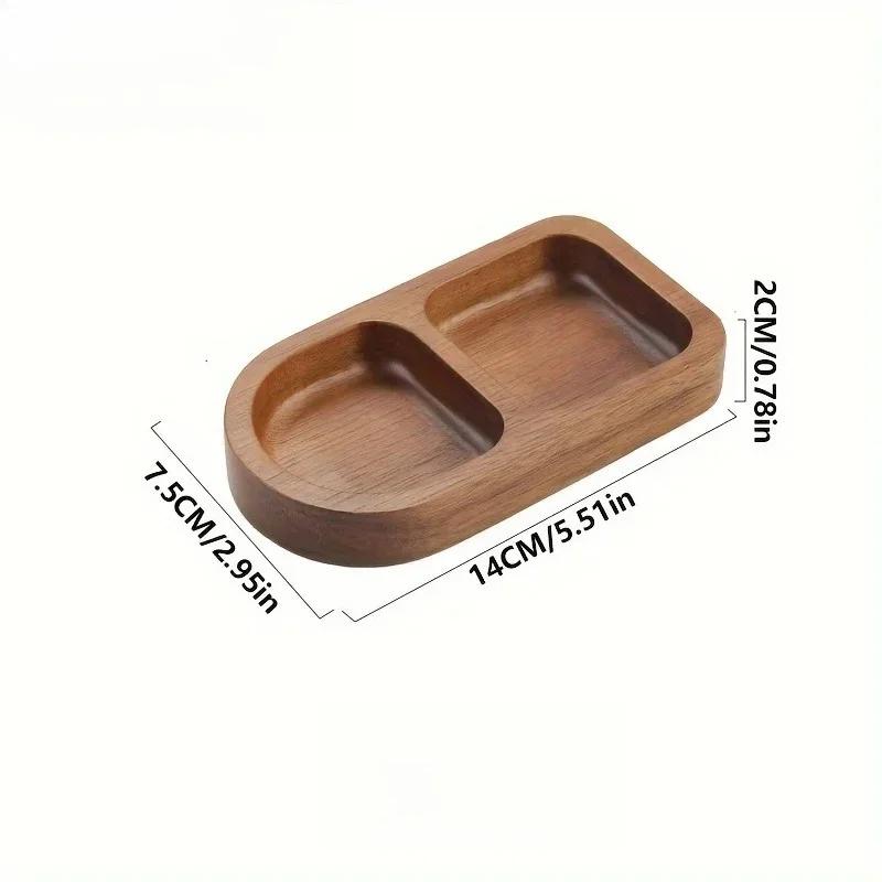 2/3 Grid Wooden Seasoning Dish Rectangle Tray Condiment Plate Breakfast Food Sushi Bread Dessert Sauce Plate Kitchen Dinner Dish
