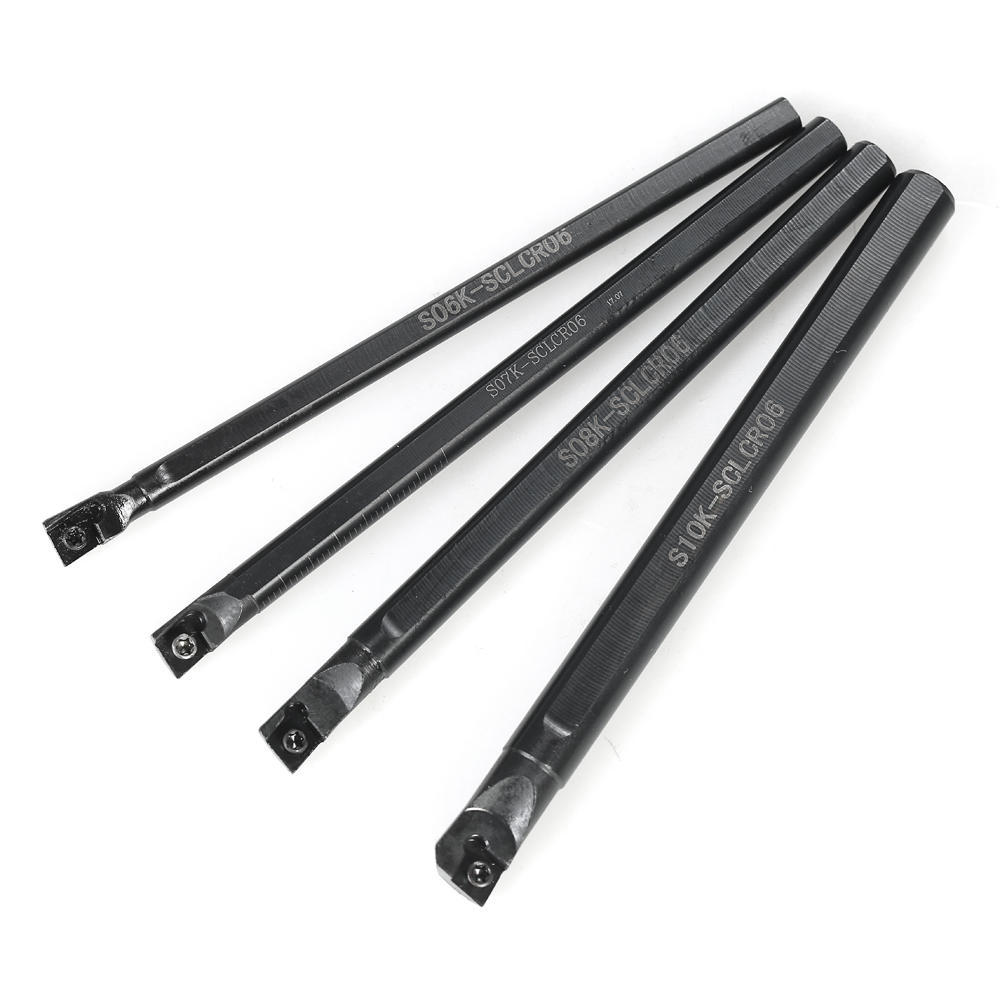 10pcs Box CCMT060204 HM Carbide Inserts + 6 7 8 10mm SCLCR06 Holder Boring Bar + 4pcs Wrench Lathe Turning Tool