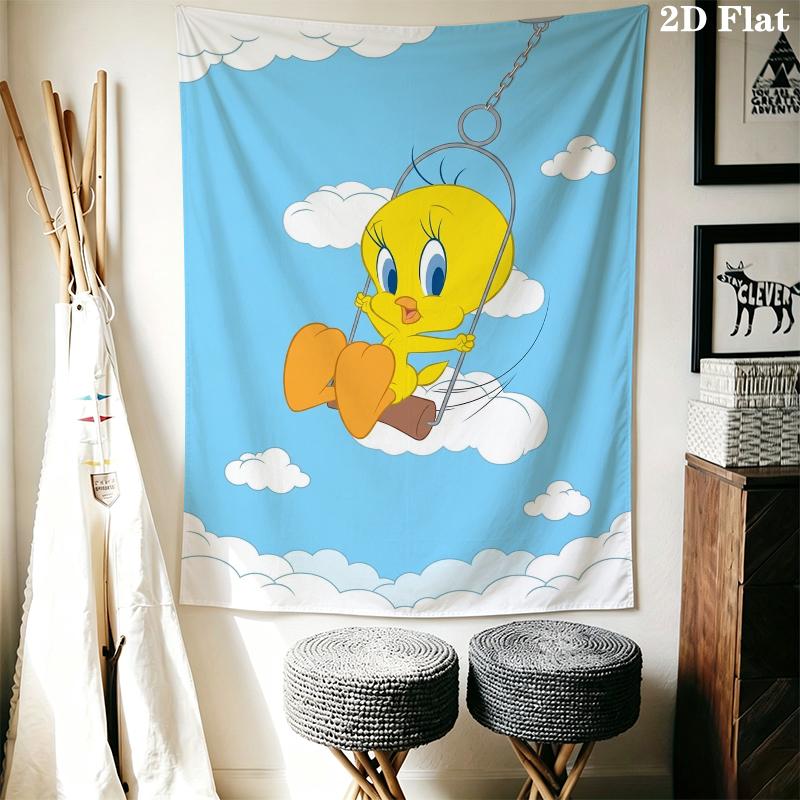 Tweety Bird Wall Tapestry Aesthetic Wall Hanging Printed Fabric Blanket Decorative Tapestries for Bedroom Living Room Home Decor
