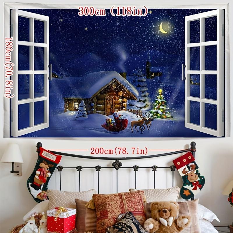 Christmas House Elk Snow  Wall Hanging Tapestry Christmas Wall Hanging Tree Wall Hanging Gorgeous Christmas Tree Fireplace Gifts