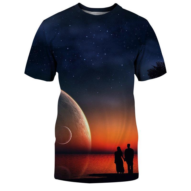 Summer New Love 3D Printed Men's and Women's Short Sleeves Loose and Slim Half Sleeve Shirt