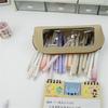 Leather Pencil Case Large Compartment Pencil Bag Water Resistant Clear Pen Pouches Pen Organizers Bag for Student Adult
