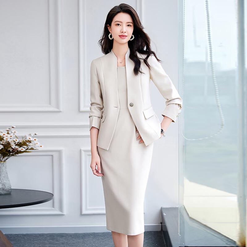 Women's Professional Blazer & Dress Two-Piece Set