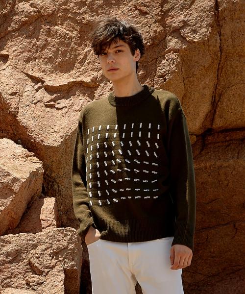 FILOBISKNOT Wool Logo Jacquard Knit_Khaki
