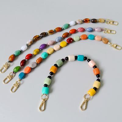 Nova mulher saco acessório colorido resina acrílica grânulo parte artesanal pulseira bonito caso de telefone alça feminina saco alça corrente