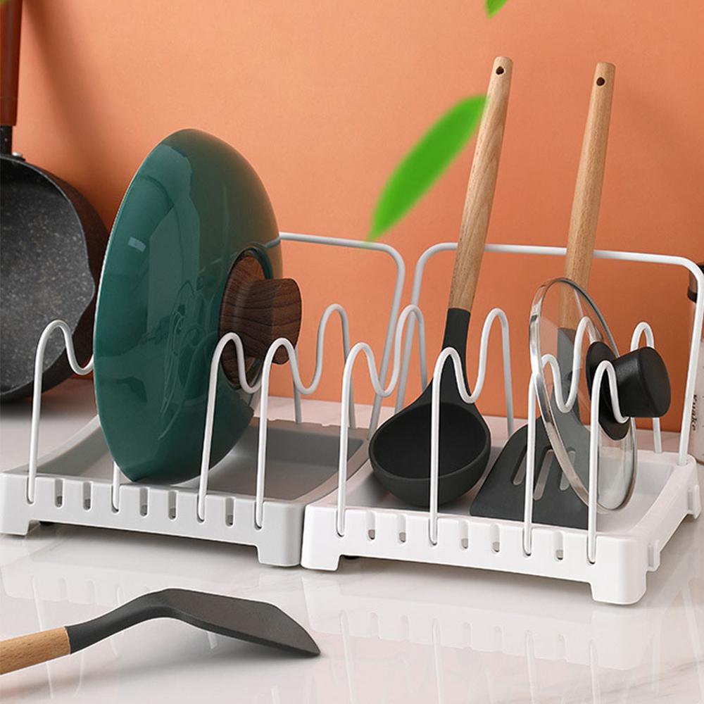 1PCS Kitchen Pan Pot Cover Lid Rack Stand Spoon Holder Home Storage Soup Spoon Rests Drain Rack Kitchen Organizer Shelf ToolsTowel Holder Rack