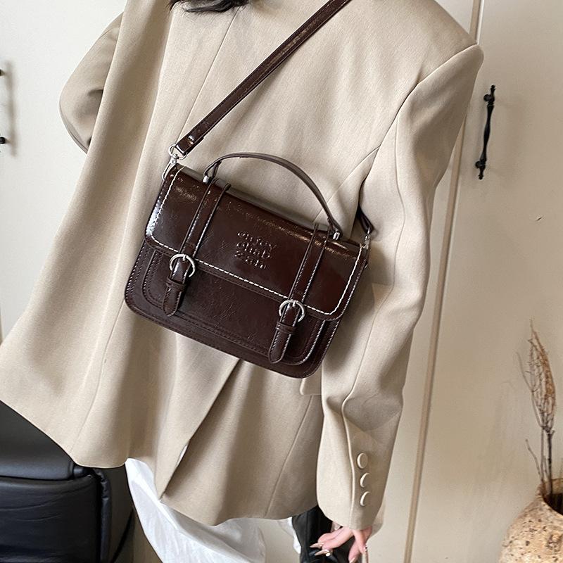 Textura módní retro pracovní taška aktovka dámská 2025 podzim a zima nová olejovaná voskovaná kůže crossbody malá čtvercová taška