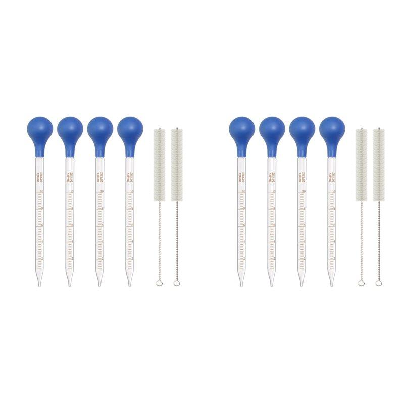 Aug. 8X 10Ml Glass Pipette Dropper Lab Graduated Dropper Glass Liquid Pipette With Cleaning Brush For Liquid Essential Oil
