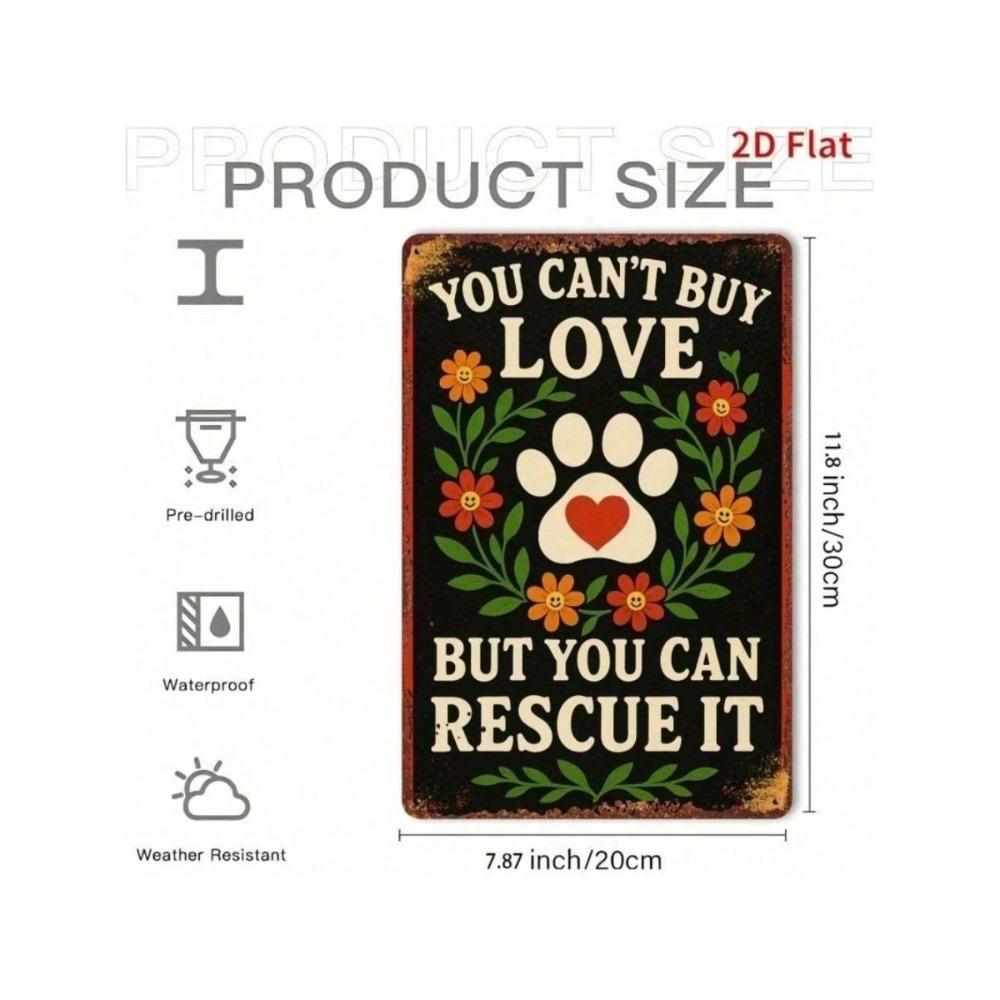 Vintage Metal Sign Dog Rescue Wall Art Decor for Cafe Bar Home