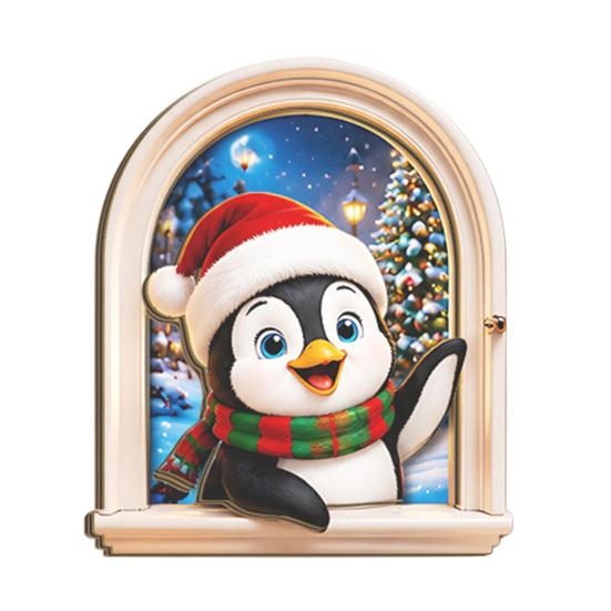 Natural Wood Holiday Accents Arch Wooden Christmas Fridge Magnet Set, Window Frame Refrigerator Decorative Magnets Magnetic Decor for Metal