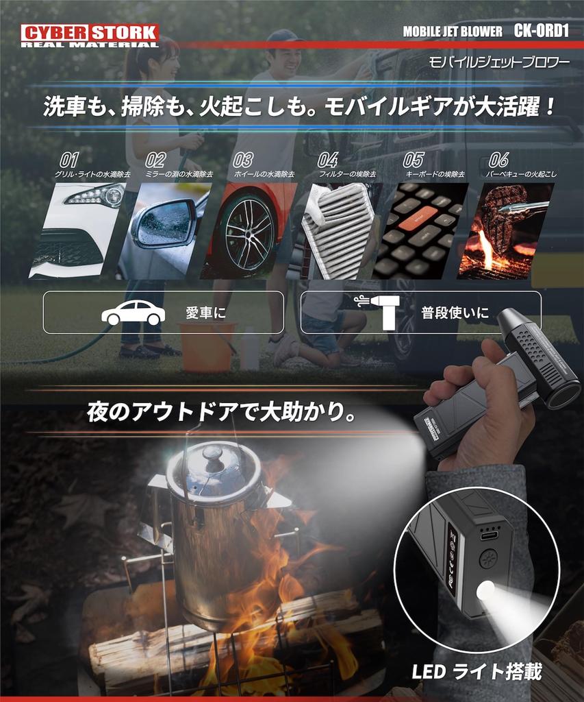 CYBERSTORK Japanese Latest 2025 Compact Car Wash USB Water Max 52 (Cyberstalk) Manufacturer, Model, Blower, Aluminum, Rechargeable, Durable, Blower,