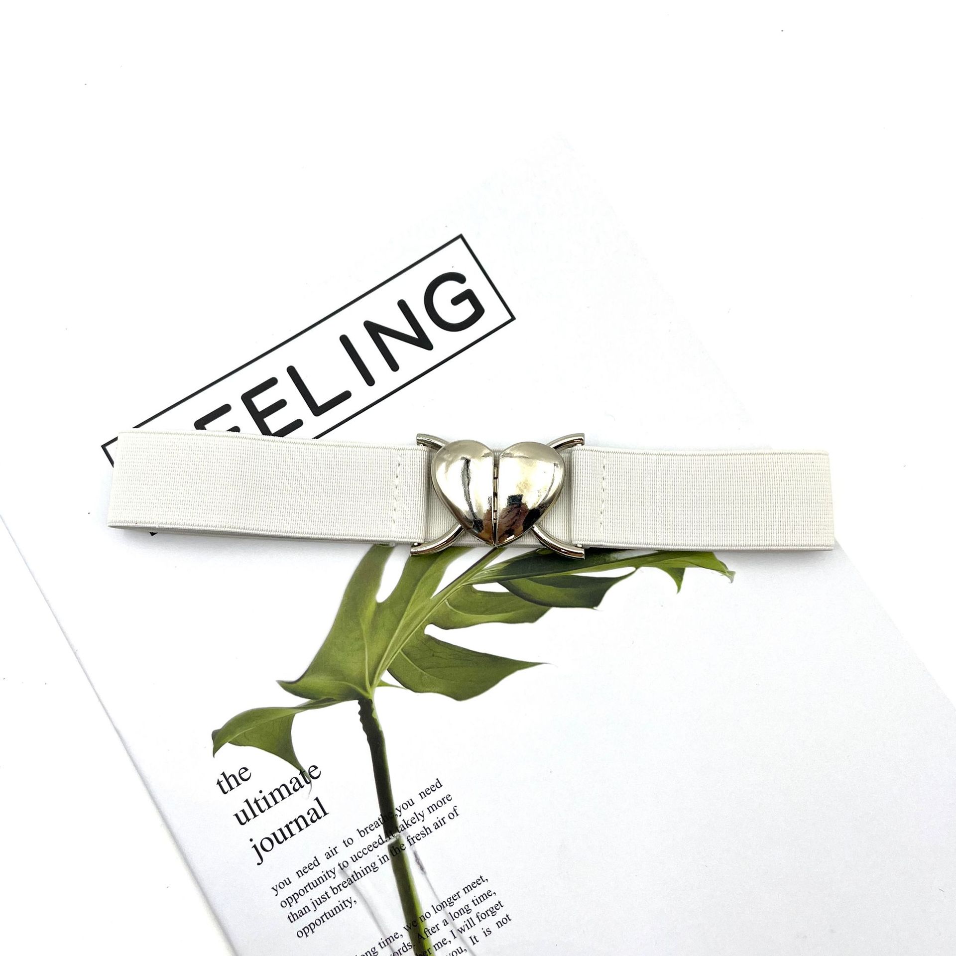 

Женские эластичные ремни с металлической пряжкой в ​​форме сердца, платье на талии, свитер, декоративные аксессуары на поясе белый