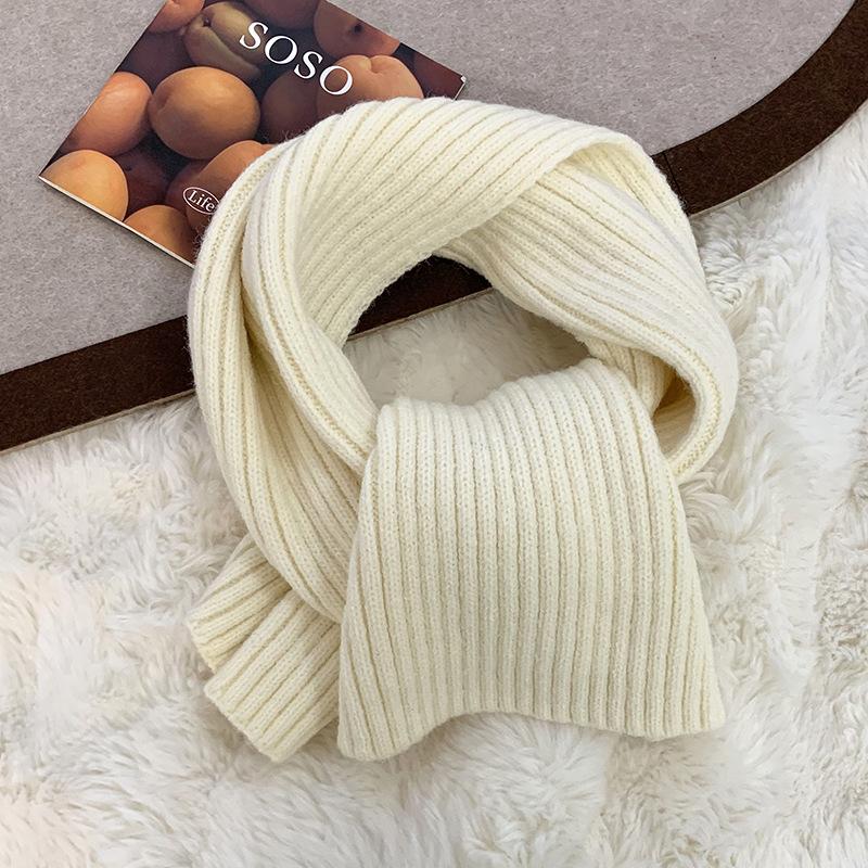 Small scarf women's winter new warm solid color student couple versatile wool knitted scarf small shawl