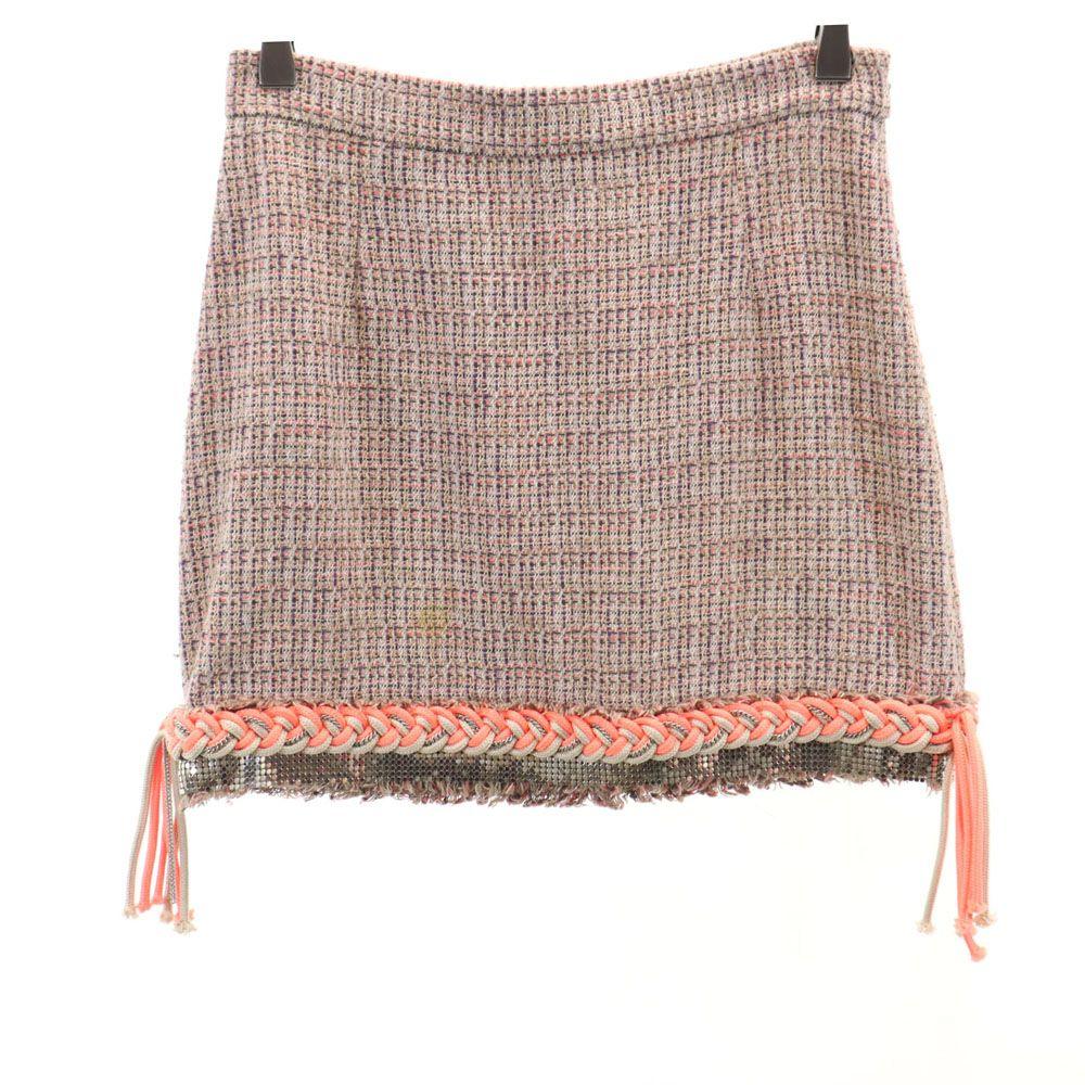 MSGM made in Italy Check Pattern Mini length tweed trapezoid skirt 40 Women Used