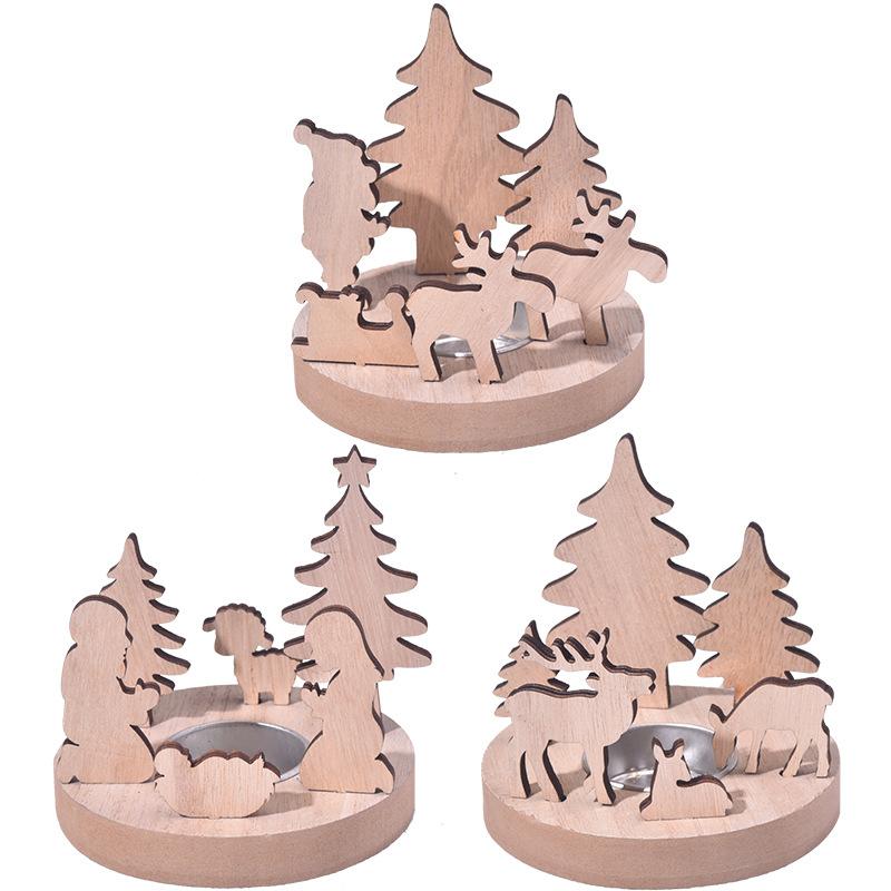 New Christmas Products, Christmas Decorations, Wooden, Candle Holders, Desktop Ornaments, Santa Claus, Holiday Supplies