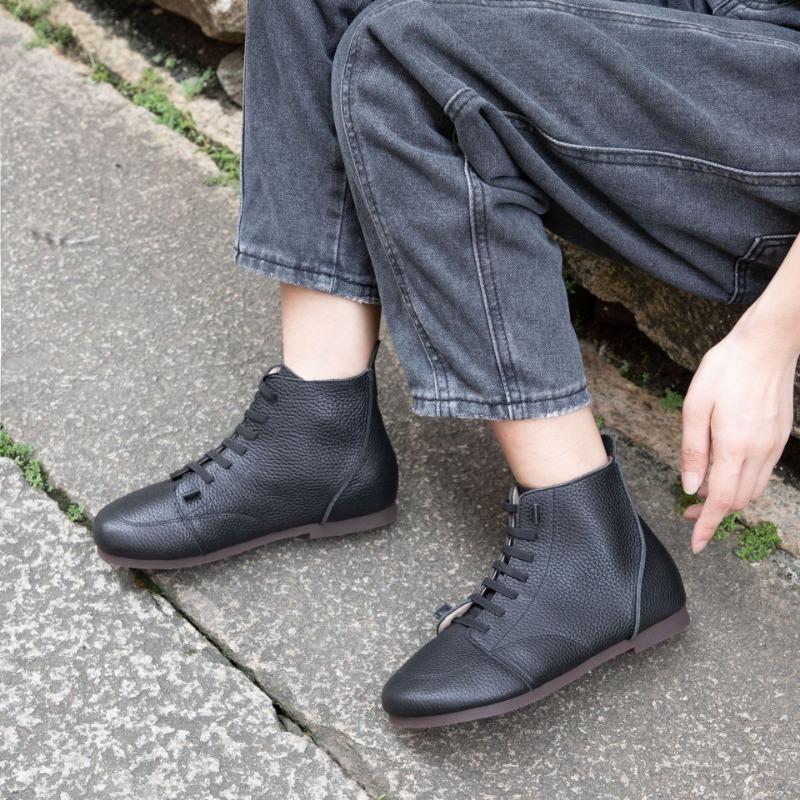 Handmade Leather Martin Boots Vintage Casual Short Boots Single Boots Flat Women's Shoes