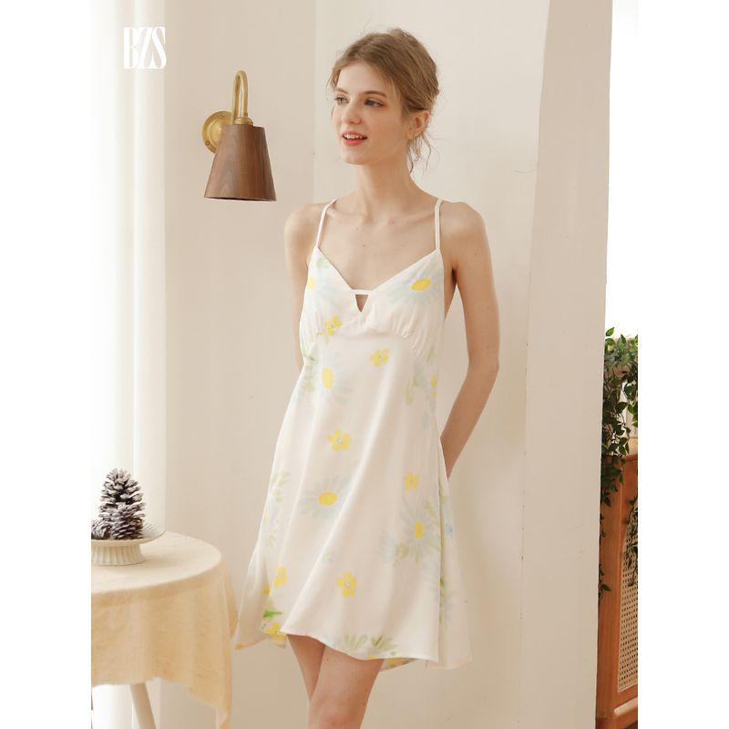 2024 New Summer Pajamas Women's Sling Sexy Thin Short dress Home Wear Two piece dress set Nightdress