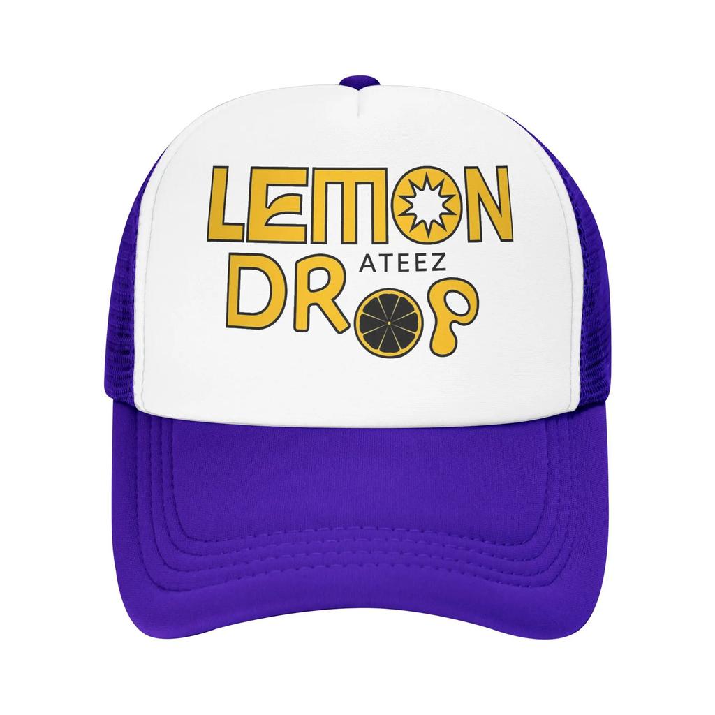 Lemon Drop ATEEZ Kpop Merch Mesh Foam Trucker Hat Summer Outdoor Golden Hour Part Meshback Snapback Cap Sturdy Adjustbale