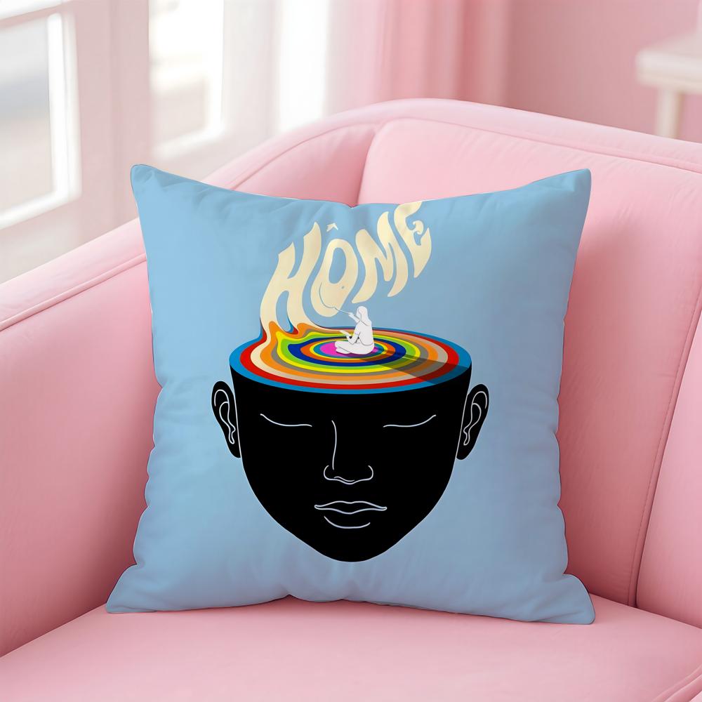 Lebendige Retro Interessante psychedelische Linien Kunst Kissenbezug Leinen Kissenbezug Hülle Weiche Dekoration für Sofa Wohnzimmer