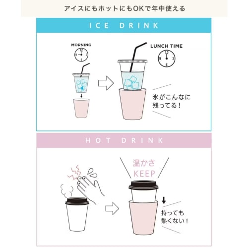 Francfranc Roost Thermo Tumbler, Medium Set, Multiflower Pink, 2024 Model, Double-walled Vacuum Insulated, Insulated, with Handle and Cup Sleeve