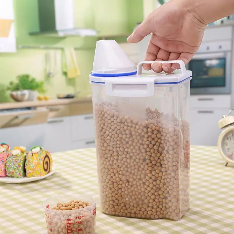 Sealed Coffee Bean Jar Dog Cat Food Pail Plastic Storage Tank Measuring Cup Container Moisture-proof Food Supplies Accessories
