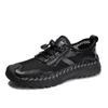 Sandals Summer Breathable Mesh Slip-on Beach Shoes Driving Non-Slip Leather Plus Size Sports Hollowed Toe Box Men's Shoes