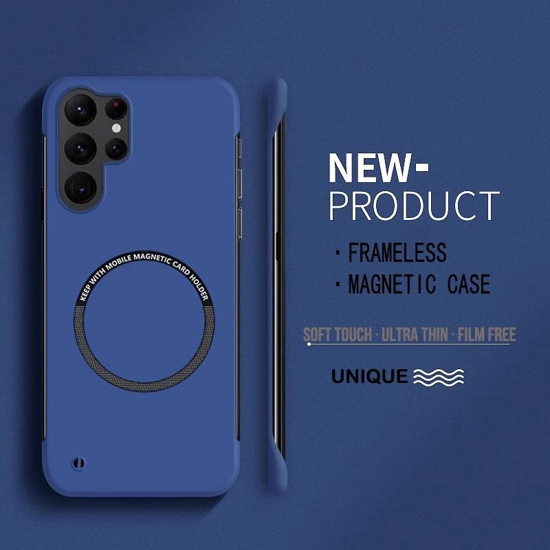 Ultra Thin Hard PC Magnetic Frameless Phone Case For Magsafe Samsung Galaxy S26 S25 S24 S23 S22 Ultra S21 FE Plus Solid Cover